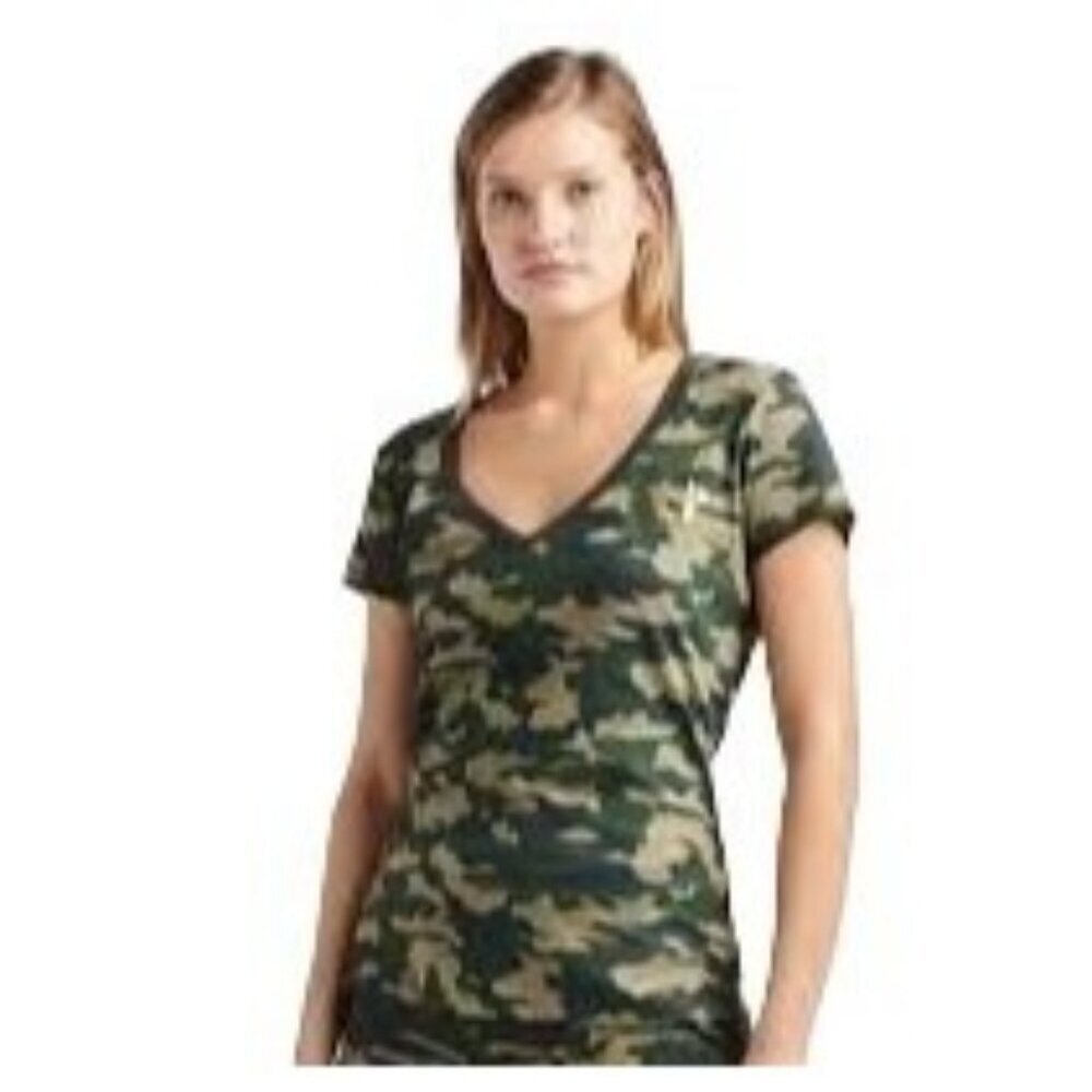 True Religion Victorious Green Camo V-Neck T-Shirt